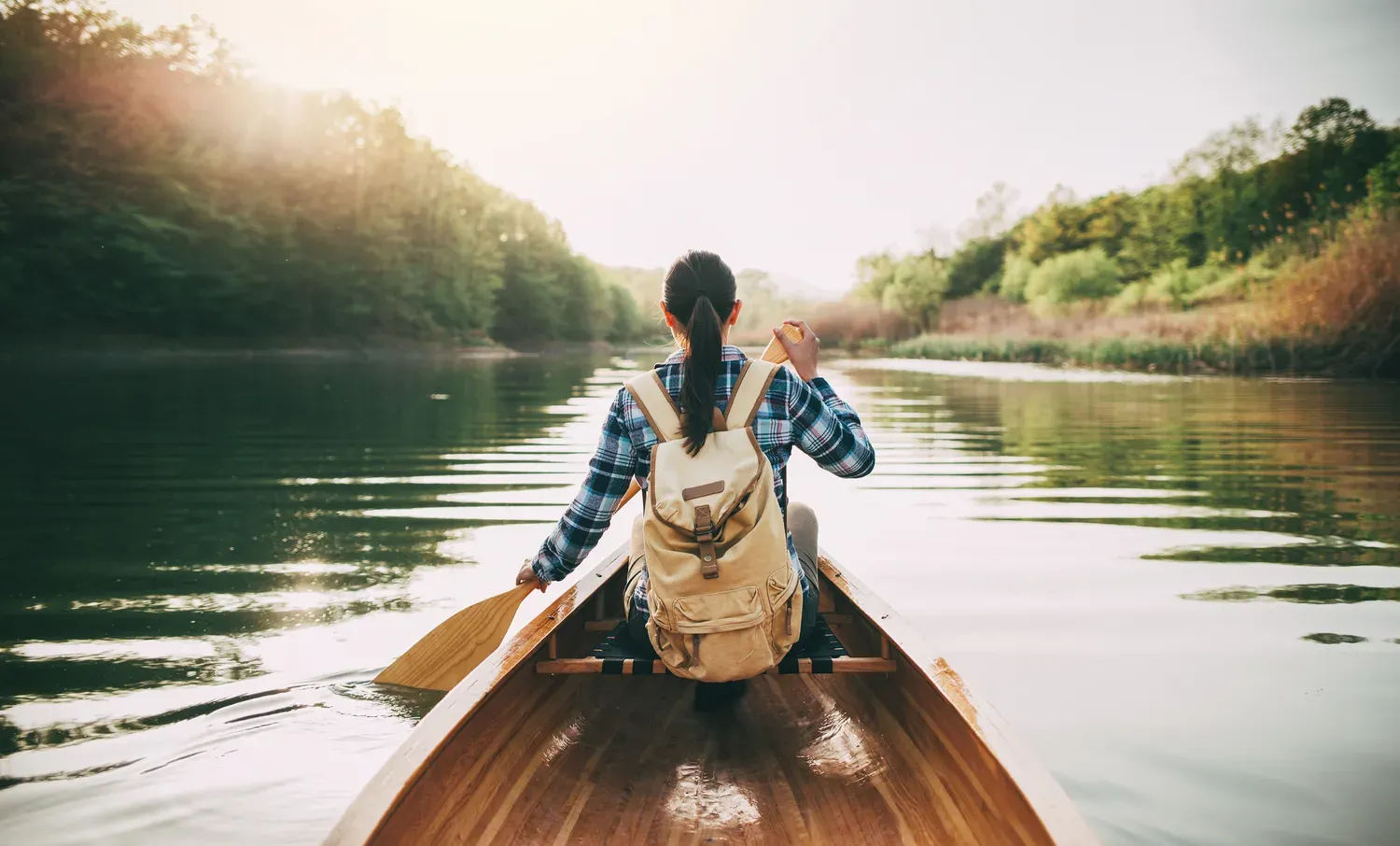 Kayaking on a calm mountain lake